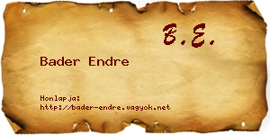 Bader Endre névjegykártya
