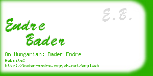 endre bader business card